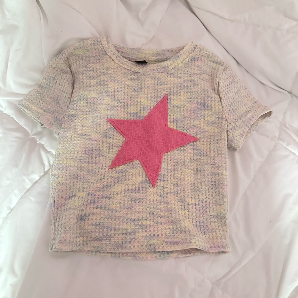 Star Patch Baby Tee- Pink & Multicolor